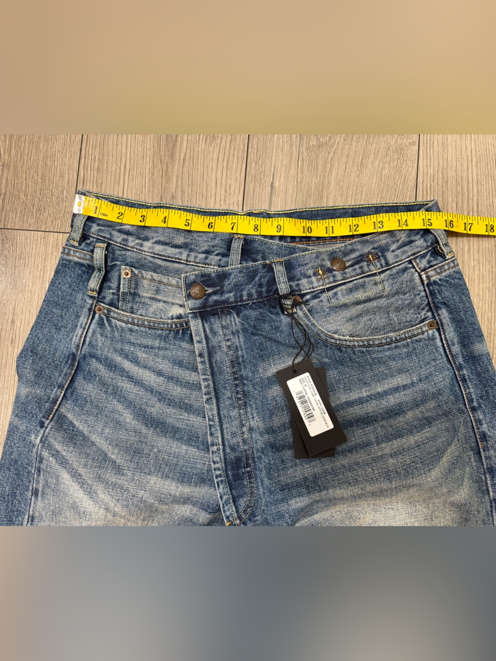 LIMITED NWT R13 Cuffed Crossover Straight Leg Jeans Estin Selvedge Blue Sz 28 - Picture 9 of 15